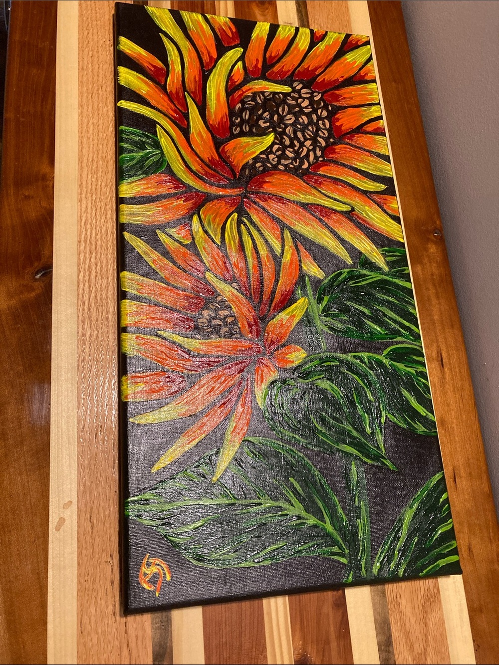 Signed Acrylic Folk Painting “My Mother’s Garden”